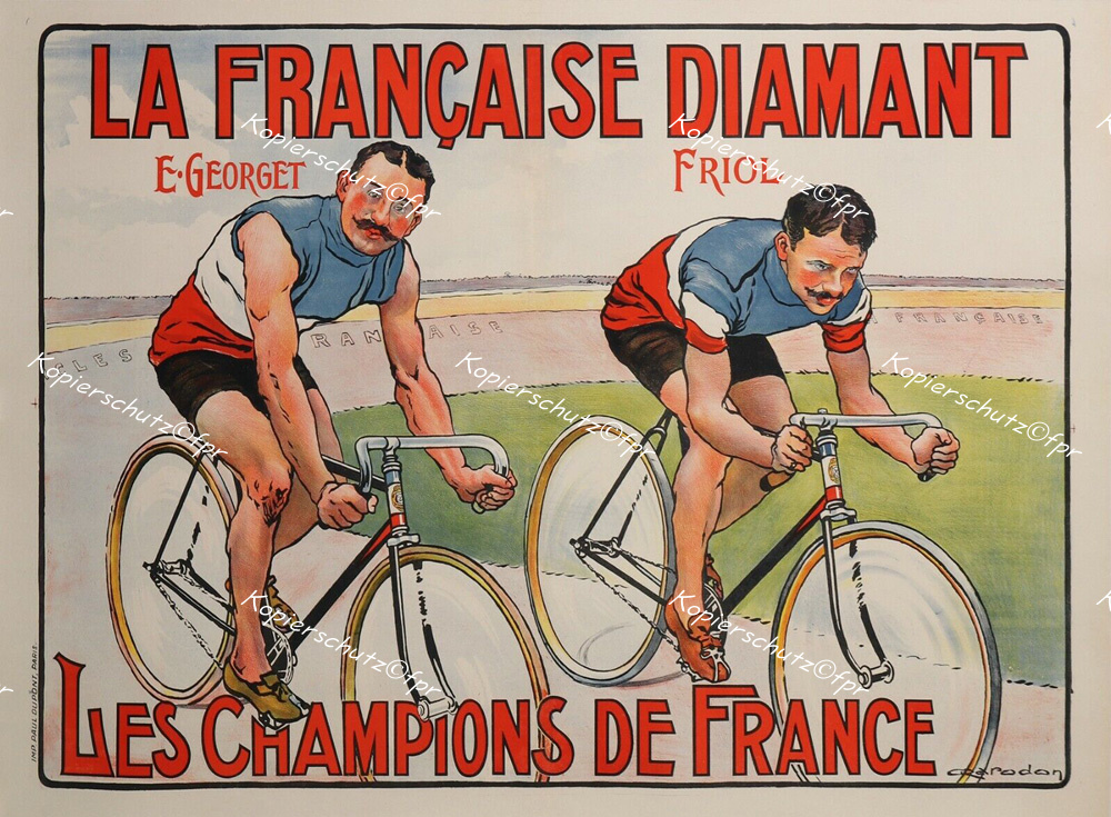La Francaise Diamant Rennfahrer Radrennen Rennrad Fahrrad Tour de France Plakat