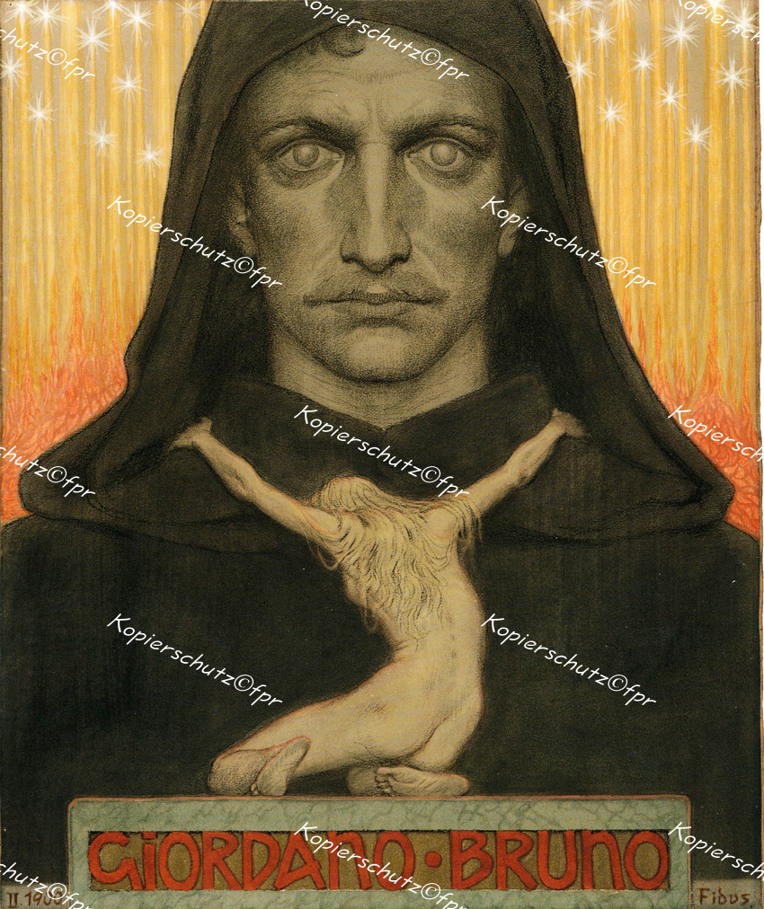 Fidus Giordano Bruno Freidenker Symbolismus Hypnose Priester Ketzer Inquisition Scheiterhaufen