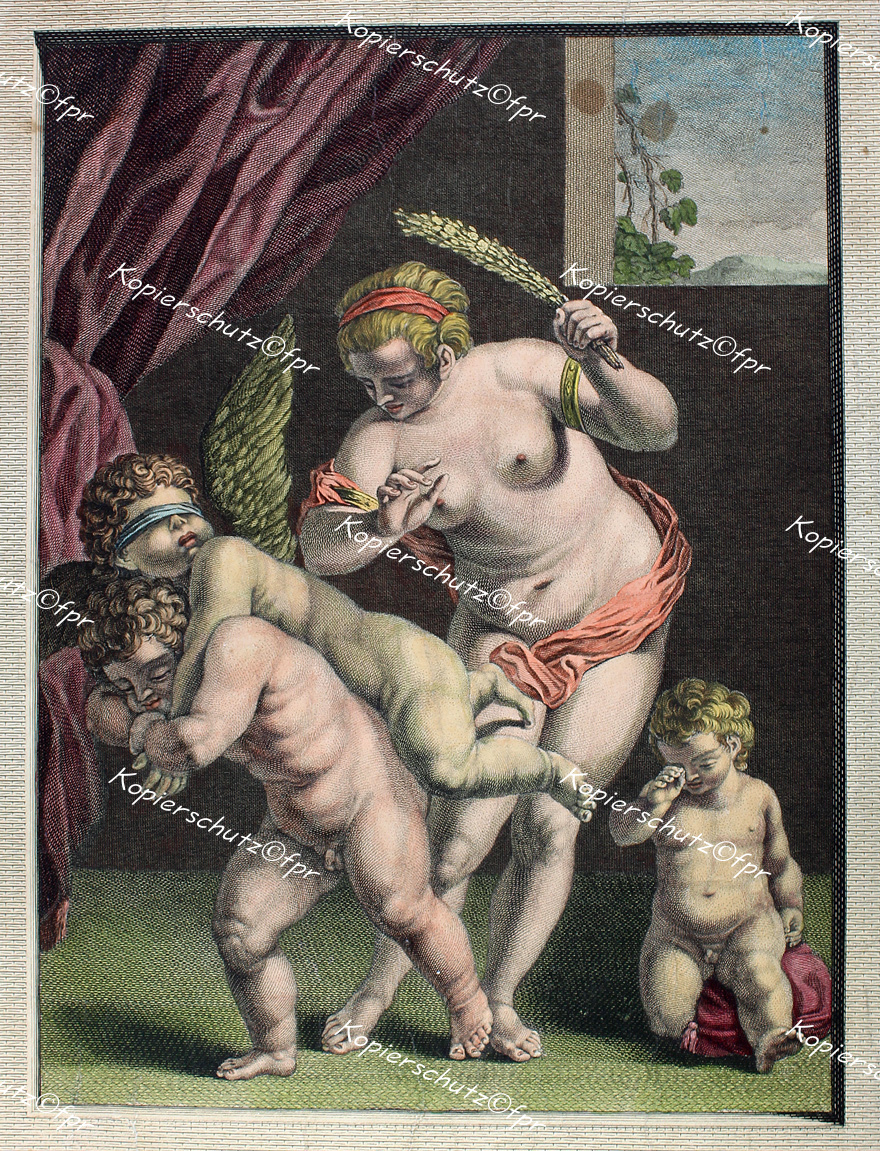 Venus Amor Rute Strafe Akt Flagellant Erotik Putto boy Carracci Rubens Barock